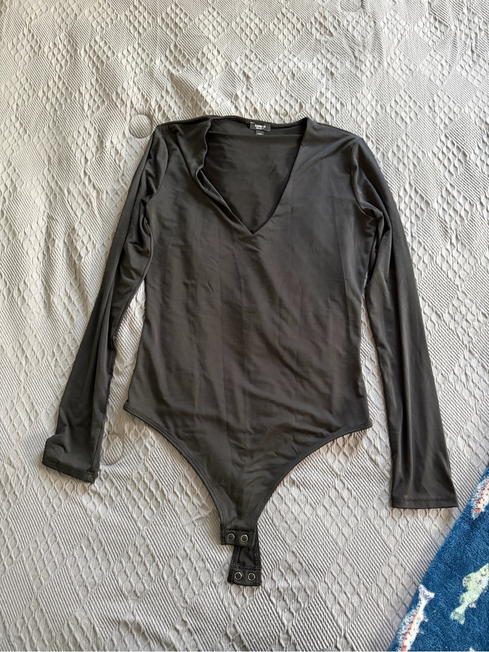 Express Black Long-Sleeve V-Neck Bodysuit